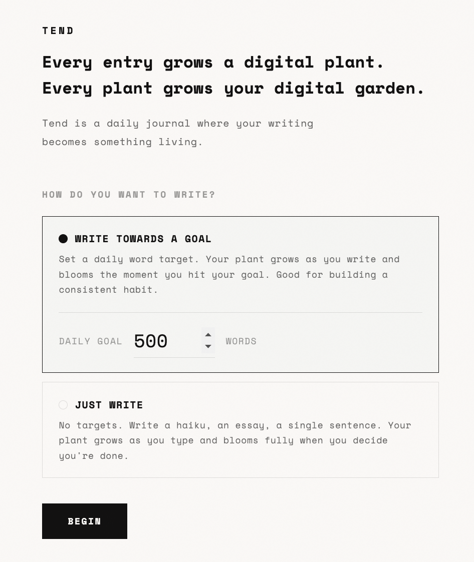 How do you want to write — mode selection